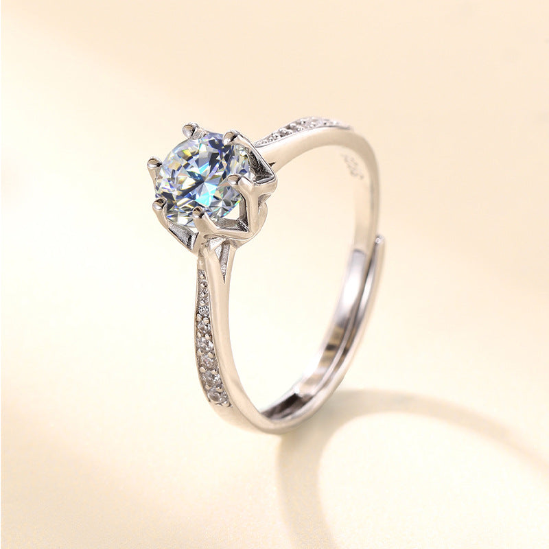 Six-Prong S925 Sterling Silver Ring