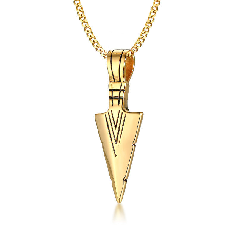 Spearhead Pendant Hip-Hop Wind Titanium Steel Necklace Men's Titanium Steel Pendant