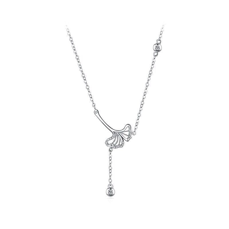 S925 Sterling Silver Ginkgo Leaf Necklace