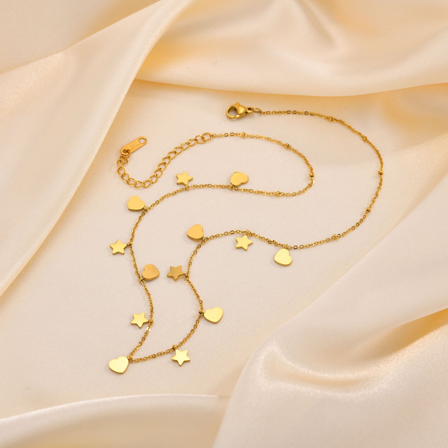 Stainless Steel Bead Chain Butterfly Star Zircon Necklace 18K Gold Wholesale