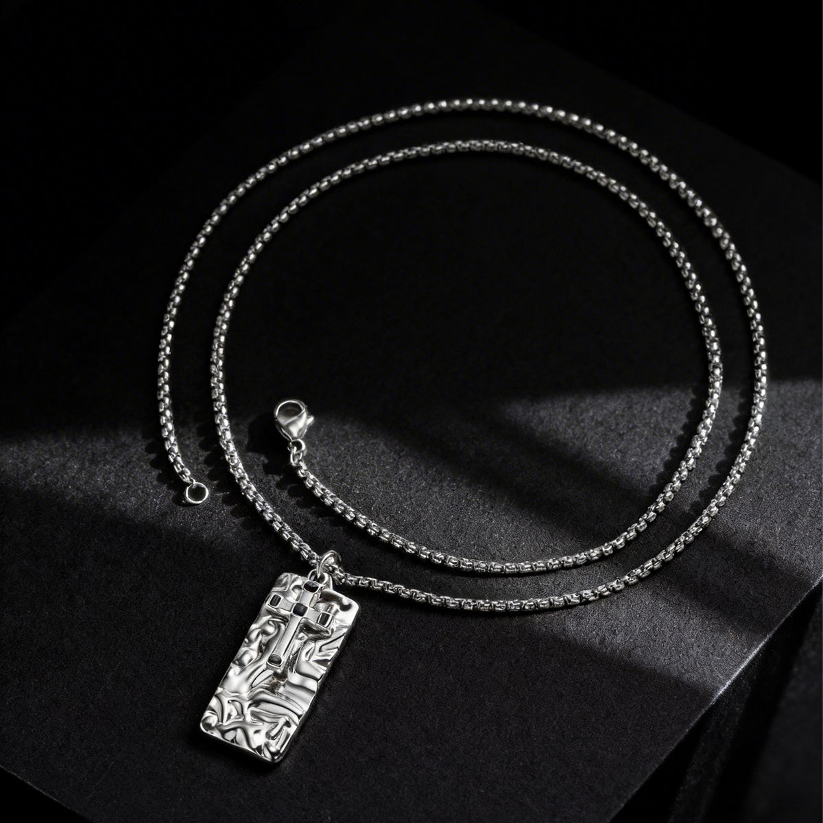 Cross Heart Textured Minimalist Stainless Steel Pendant Unisex