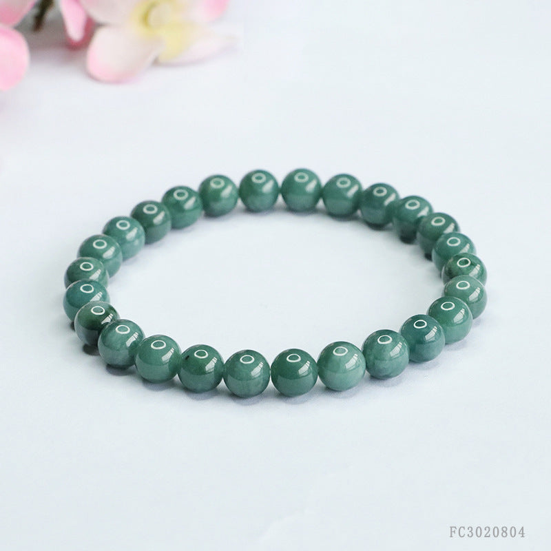 Blue Water Jadeite Round Bead 7 mm Bracelet