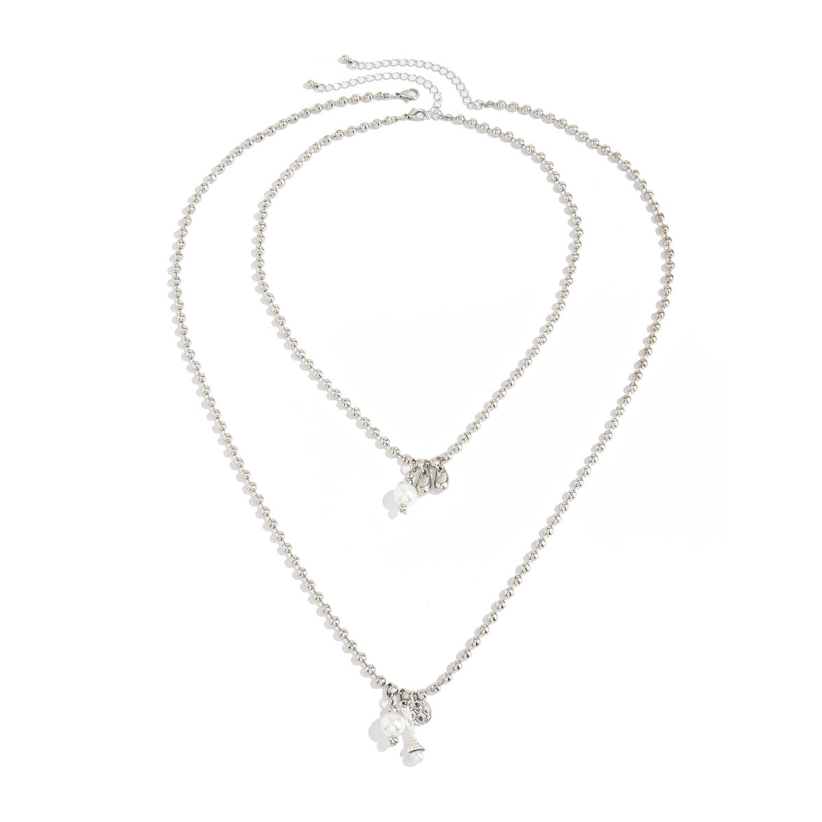Pearl Teardrop Double-Layer Long Necklace
