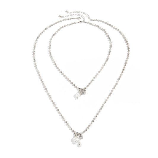 Pearl Teardrop Double-Layer Long Necklace