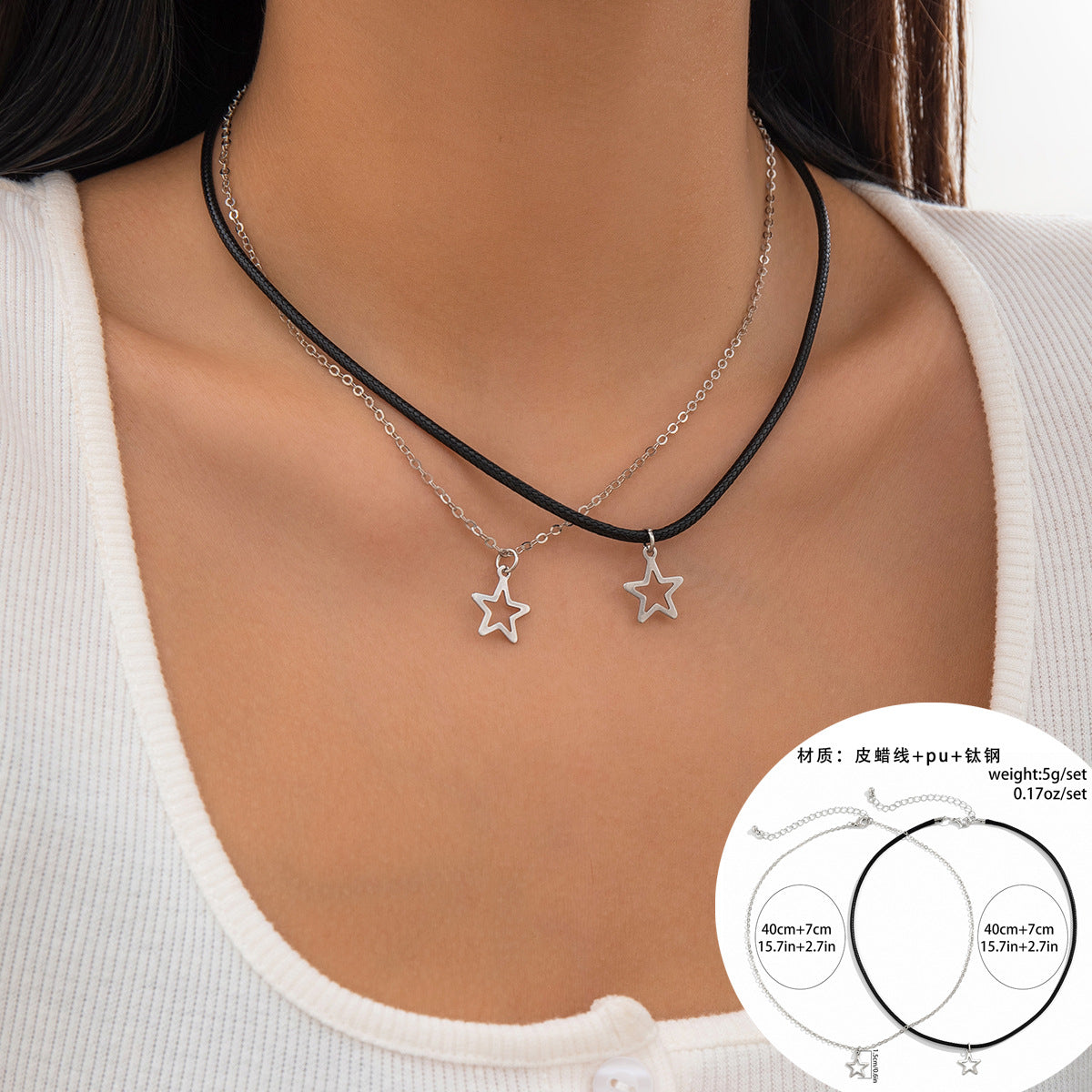 Elegant Titanium Steel Star Necklace with Chic Geometric Pendant