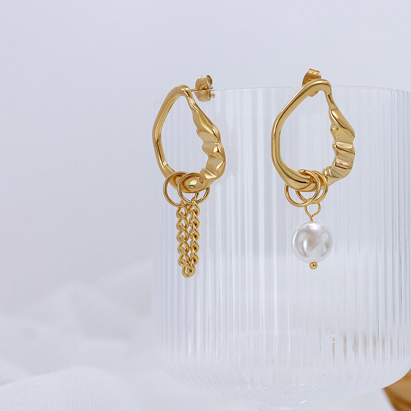 Luxury Retro Earrings with Imitation Pearls and Asymmetrical Design