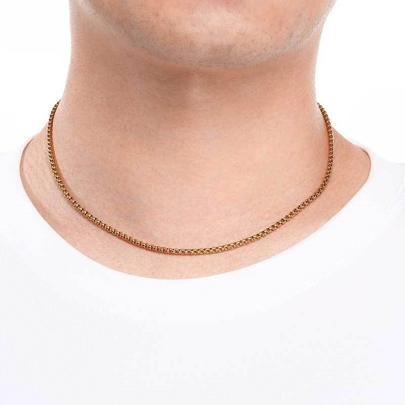 Commuter Versatile Stainless Steel Square Pearl Necklace Plain Chain Men's And Women's'S Factory