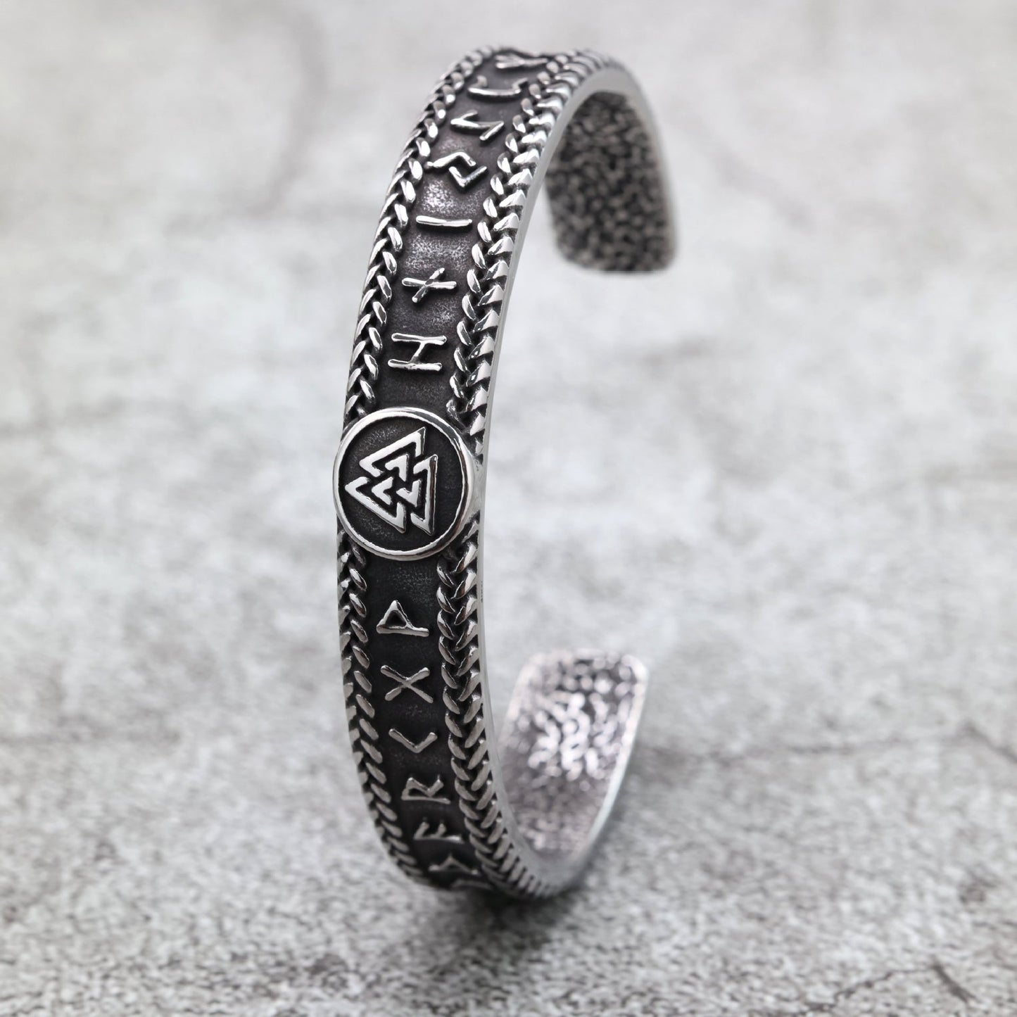 Viking Symbol Stainless Steel Bracelet Unisex C Shape Opening Retro European American Style Planderful