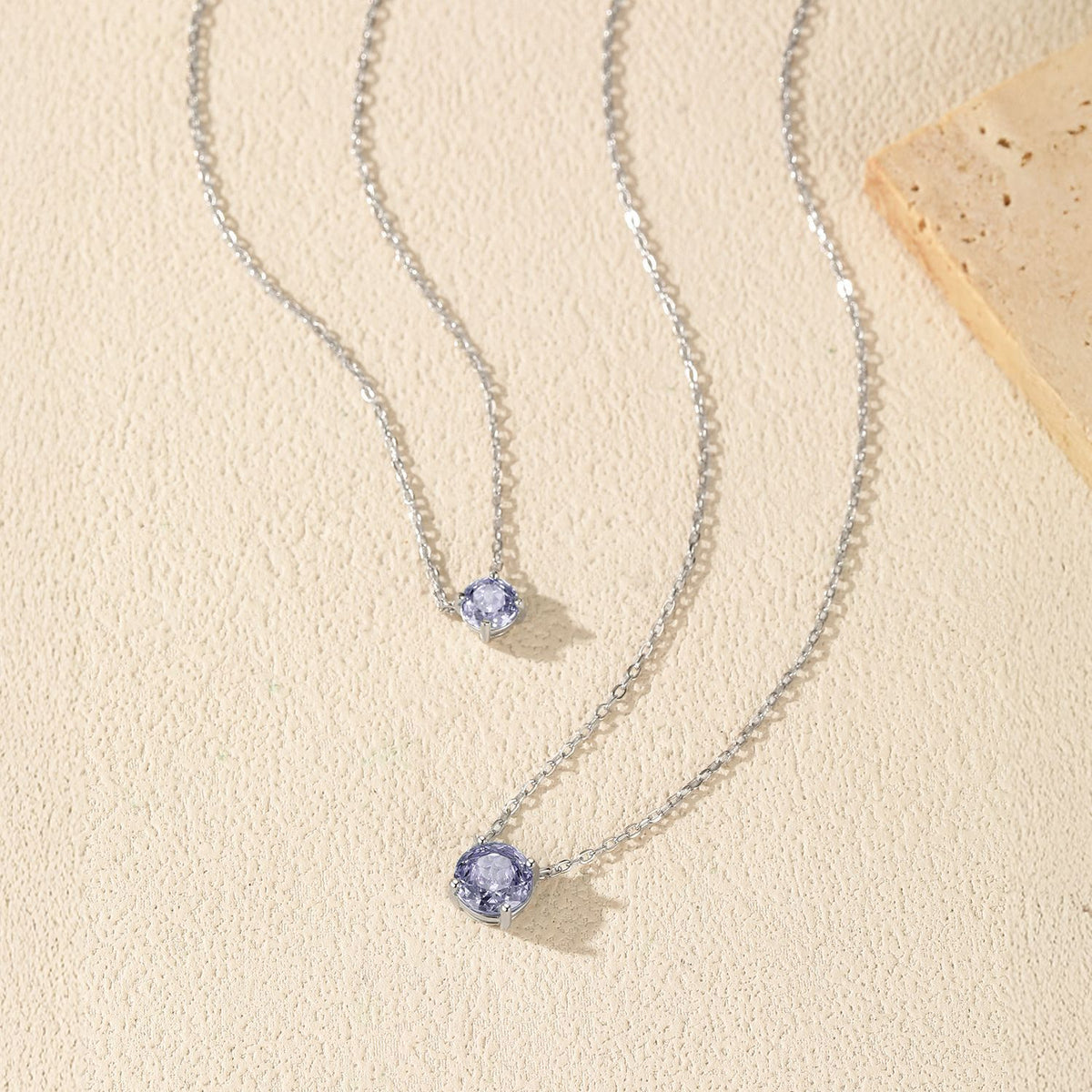925 Sterling Silver Tanzanite-Color Rose-Cut Necklace