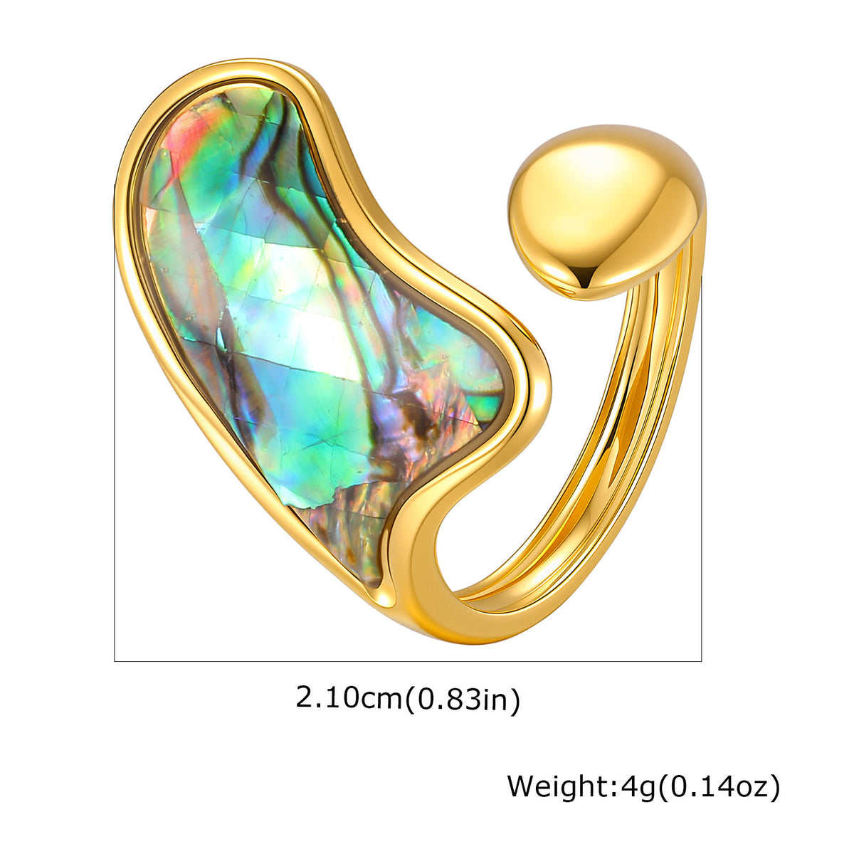 Hot-Selling Special-Shaped White Shell Stainless Steel Ring Design Leaf Opening