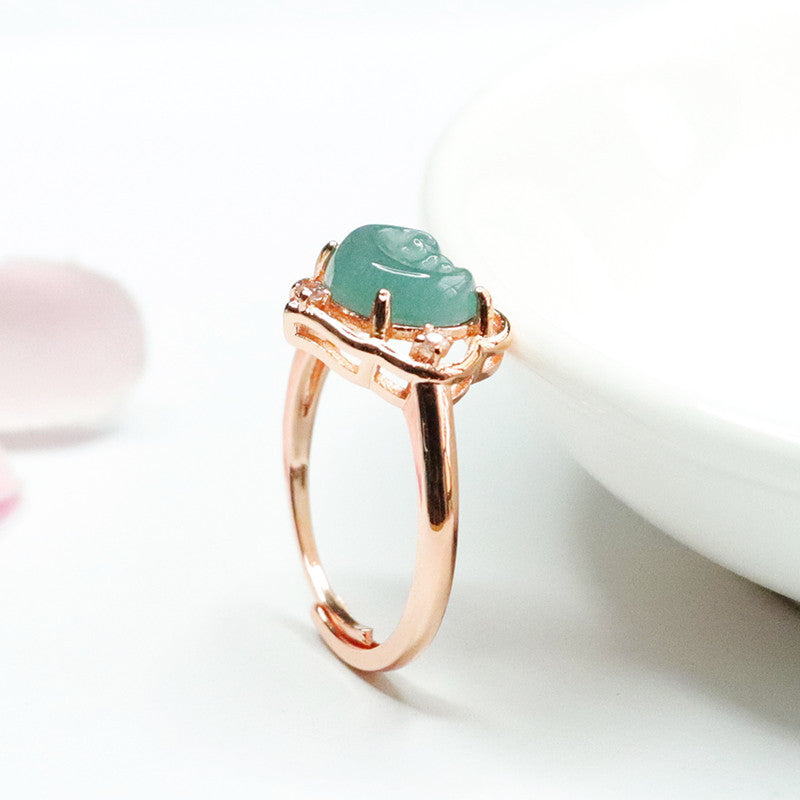 Icy Blue Jadeite Ruyi Ring