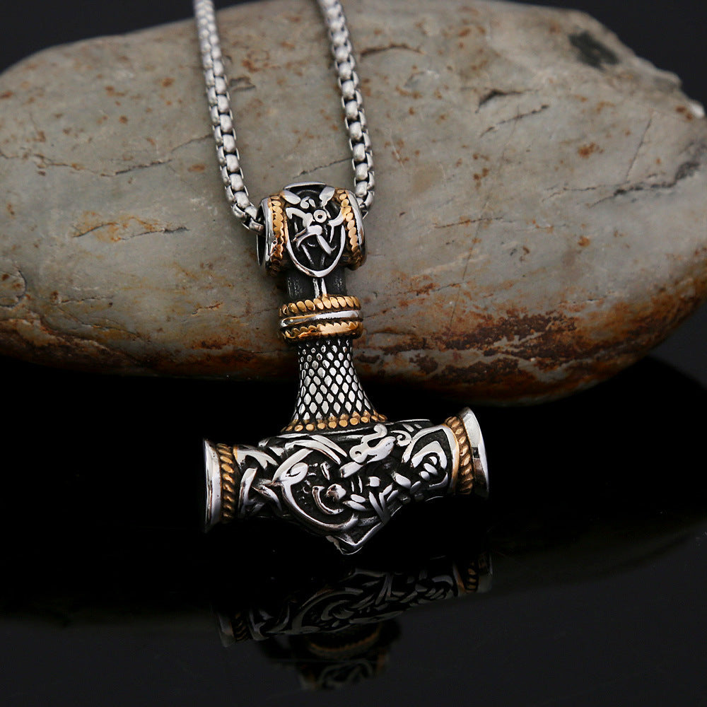Stainless Steel Men's Thor's Hammer Viking Necklace Jewelry