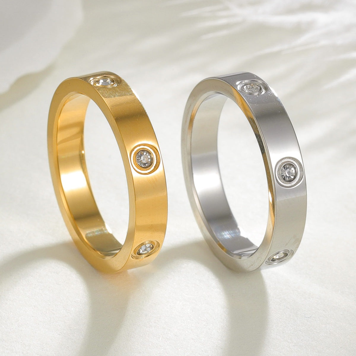 Planderful Everyday Genie Stainless Steel Zircon Ring For Unisex Wear Durable Six Zircon Stones Jewelry