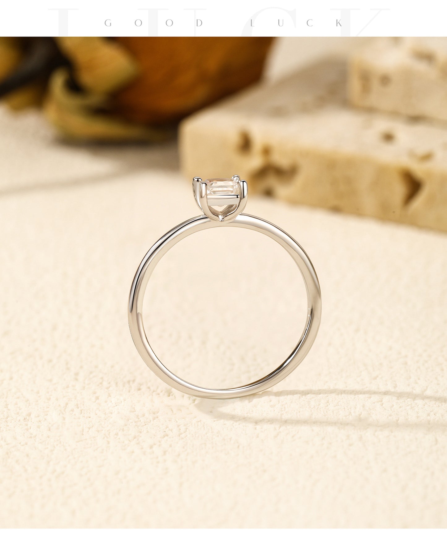 Planderful Moissanite Sparkling Ring – High-End Geometric Design