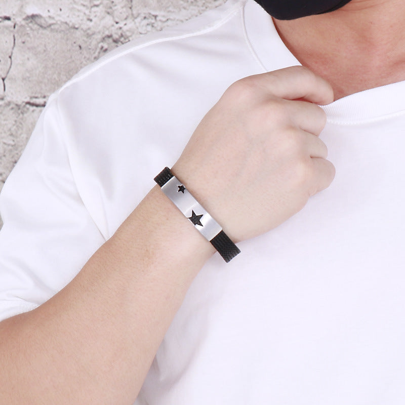 Atmosphere Five-Pointed Star Opening Men's Titanium Steel Bracelet