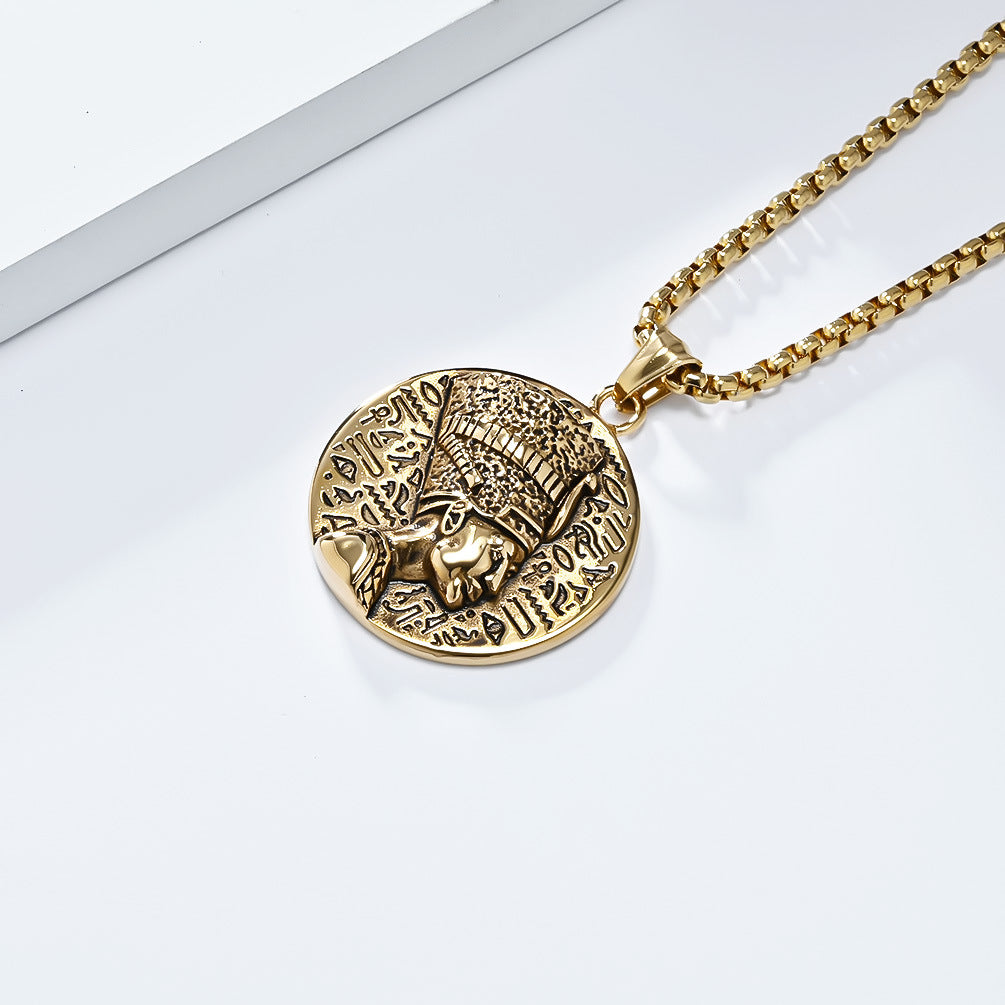 Planderful Nefertiti Titanium Steel Necklace Durable Retro Symbol For Egyptian History Lovers Everyday Genie