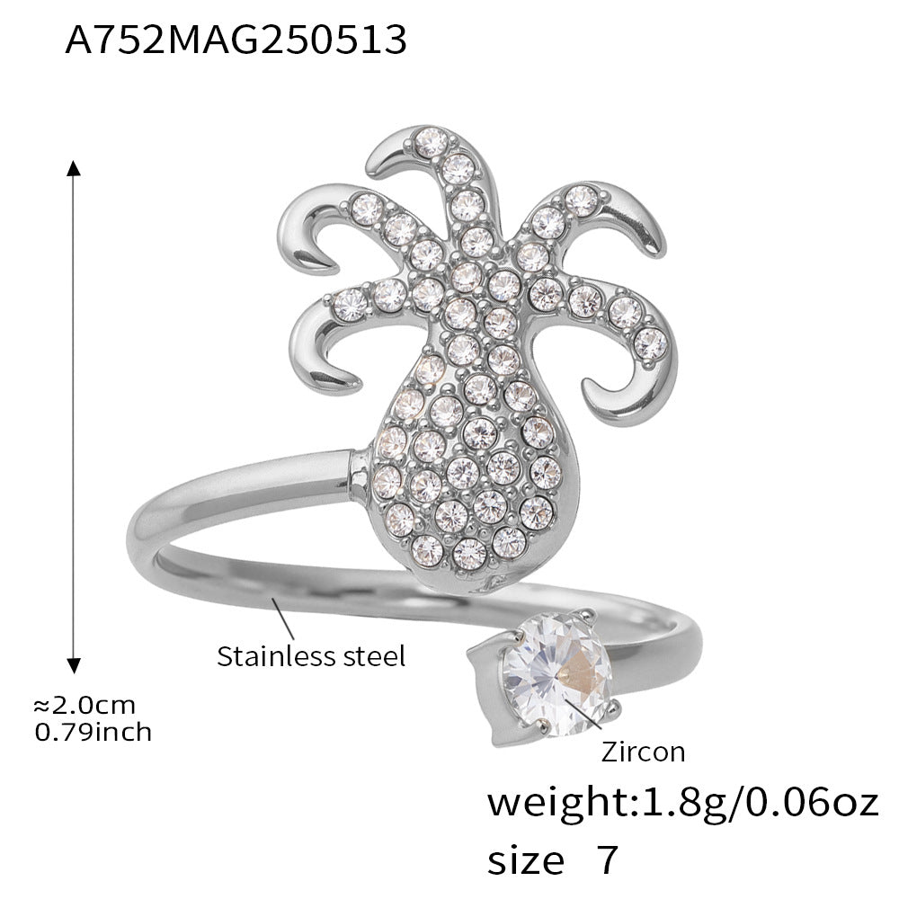 Planderful Zircon Open Marine Life Ring Women Seahorse