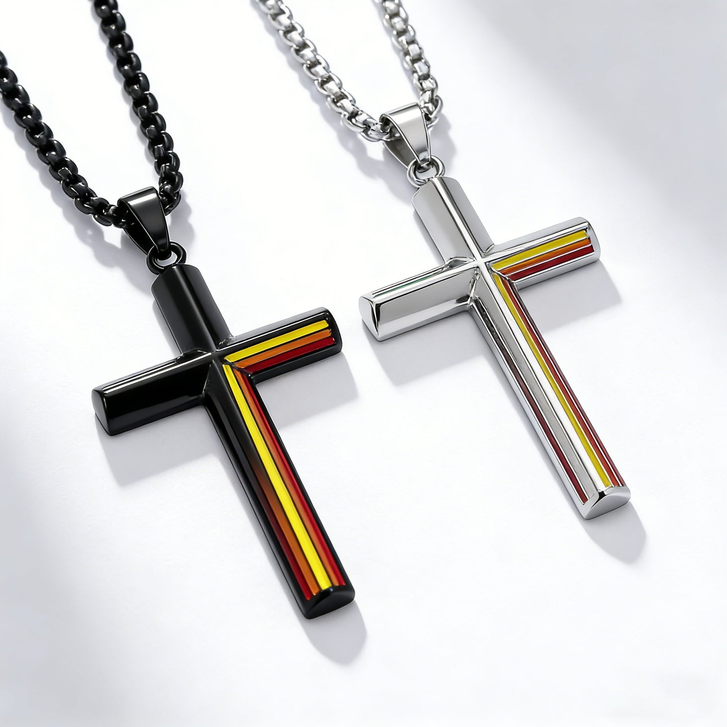 Planderful Rainbow Flag Cross Necklace Unisex Steel Titanium Everyday Genie Personalized