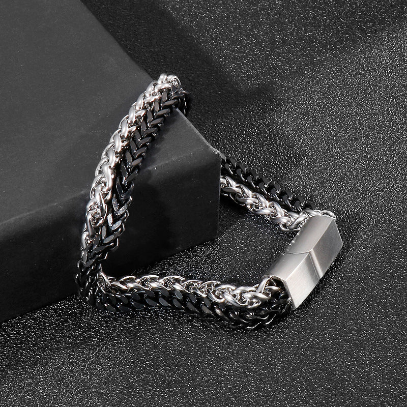 Stainless Steel – Punk Style Double-Layer Men's Titanium Steel Bracelet
