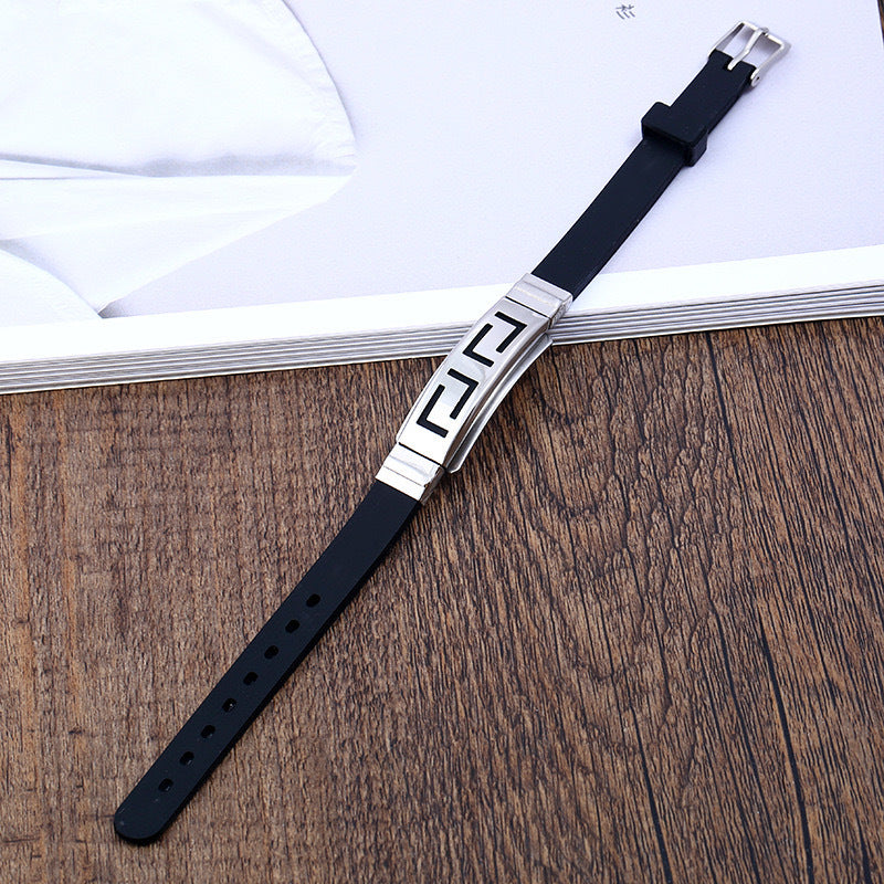 Planderful Everyday Genie Silicone Stainless Steel Sports Bracelet Korean Edition Cross Unisex For Him And Her