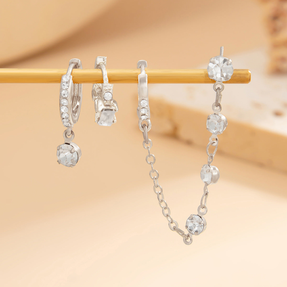 Planderful Vienna Verve Fringed Chain Earrings Versatile Zircon Inlays For Modern Women