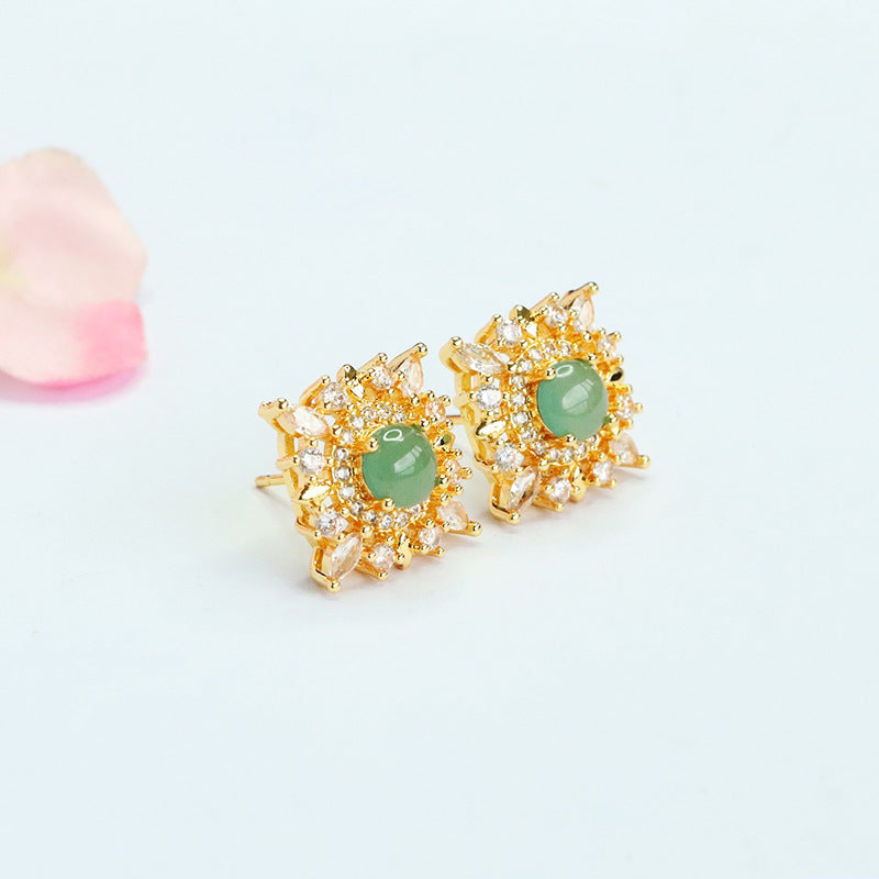 Blue-Water Jadeite Starfall Stud Earrings