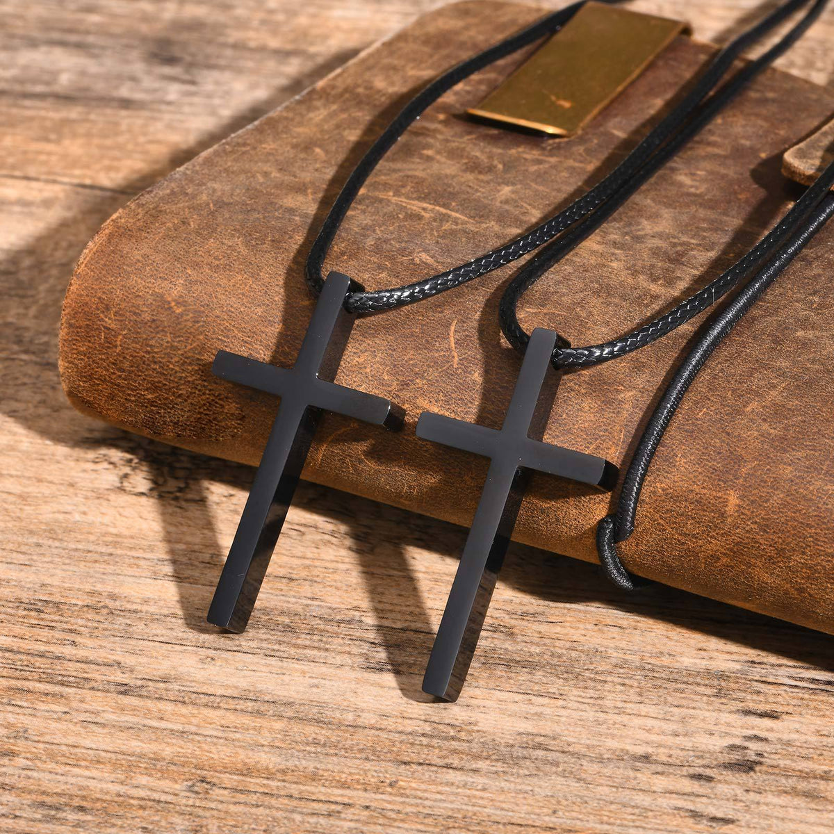 Cross Black Stainless Steel Necklace for Men