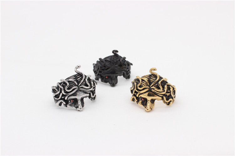 Medusa Ring Titanium Steel For Men And Unisex Greek Mythology Protection Symbol Planderful