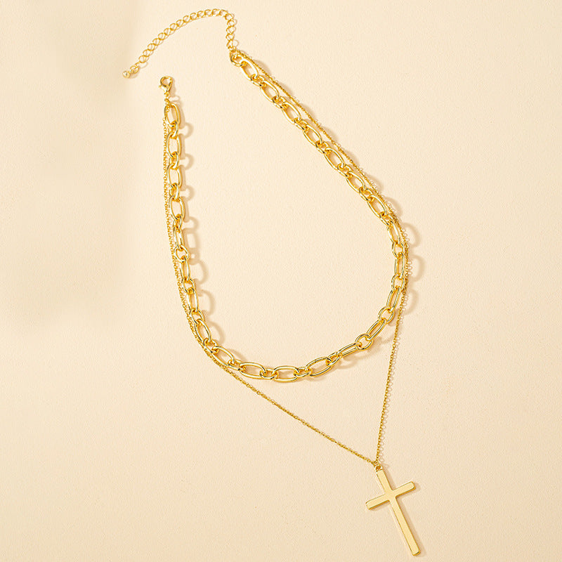 Creative Double Cross Pendant Necklace - Vienna Verve Collection