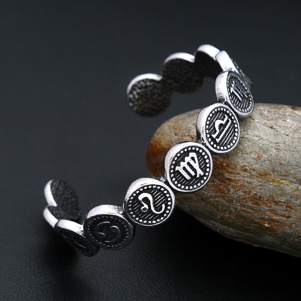 Planderful Odin Rune Stainless Steel Bracelet Open Viking Symbol For Norse Mythology Fans