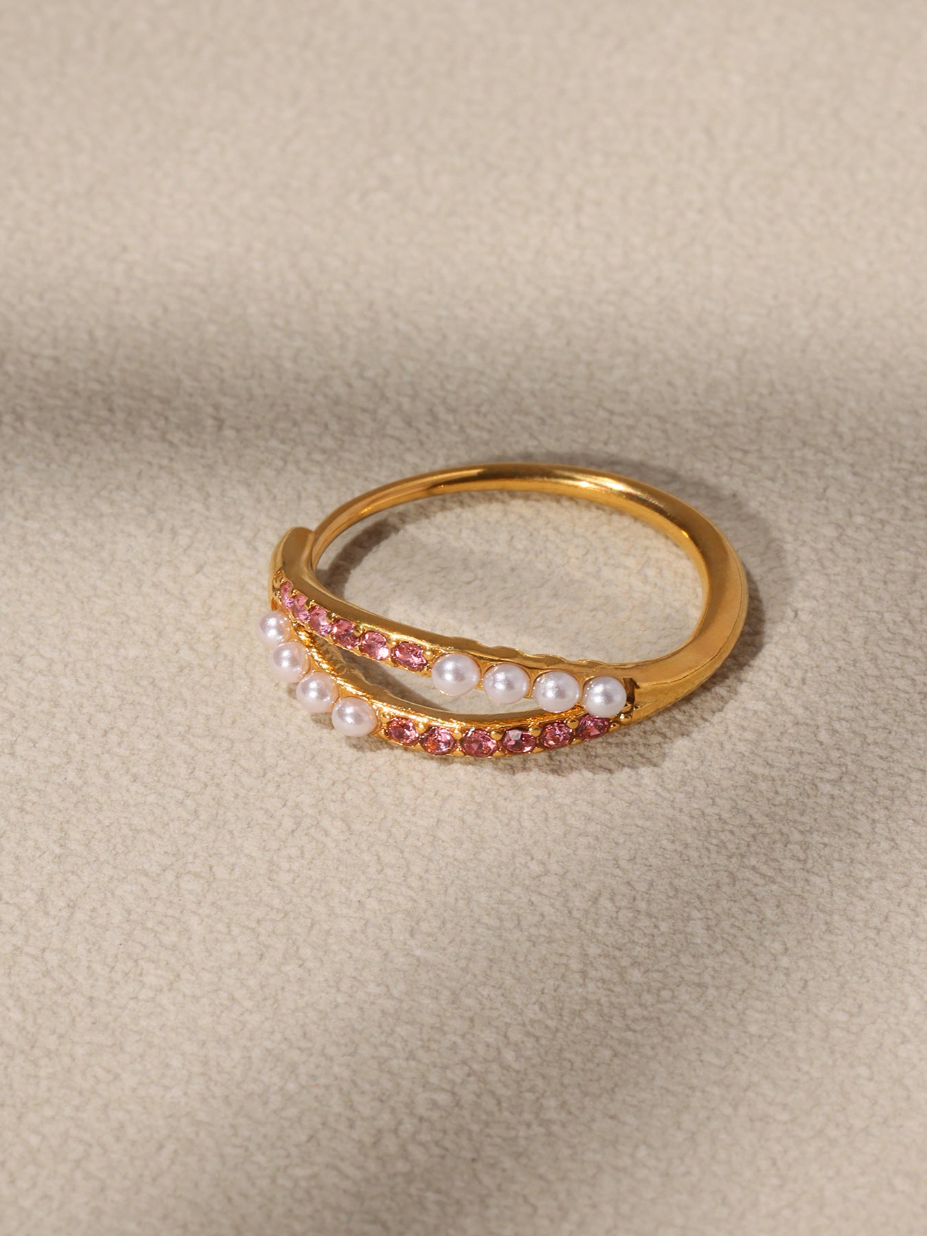 Planderful Bead Zircon Ring For Women Stainless Steel Size 7