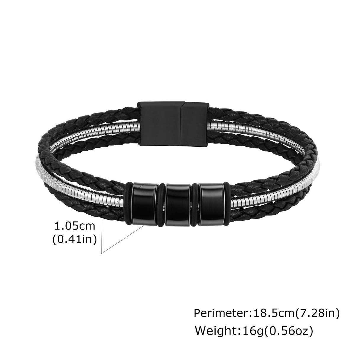 Vintage Black Stainless Steel Bracelet for Men
