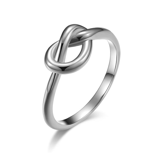 Knot Heart Titanium Steel Engagement Ring for Men and Women