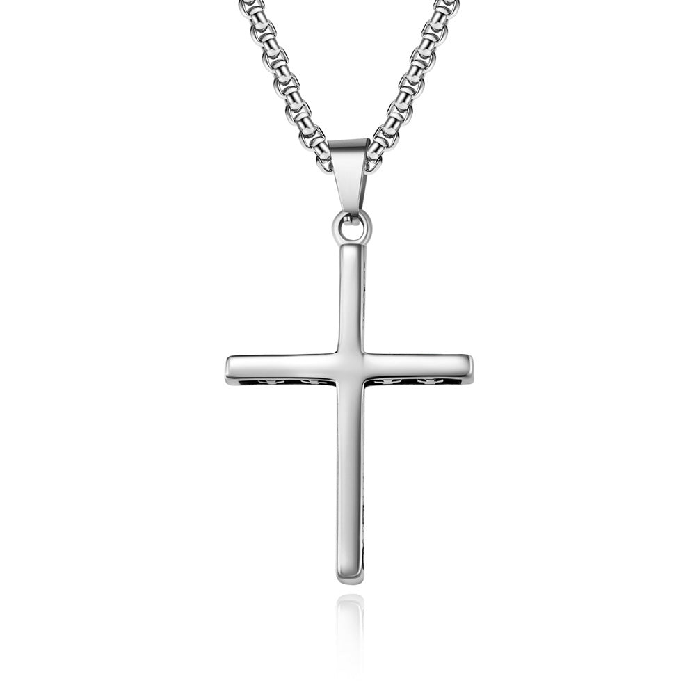 Cross-Border Amazon Titanium Steel Cross Necklace for Men