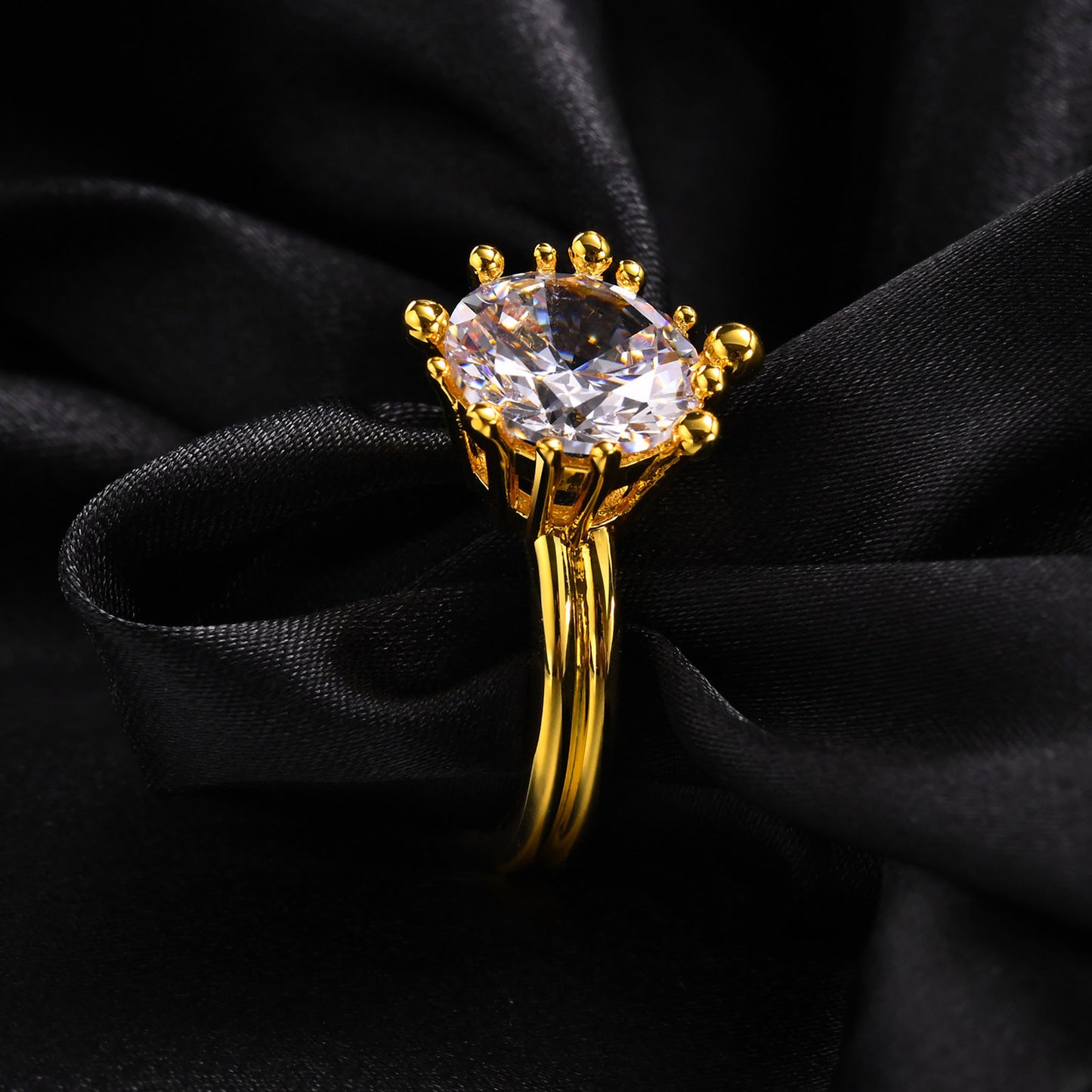 Jewelry Copper Large Zircon Gold Ring Women's Ring Wholesale