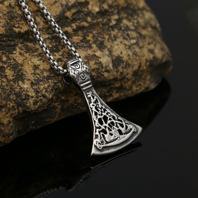 Retro Stainless Steel Axe Pattern Pendant Necklace for Men