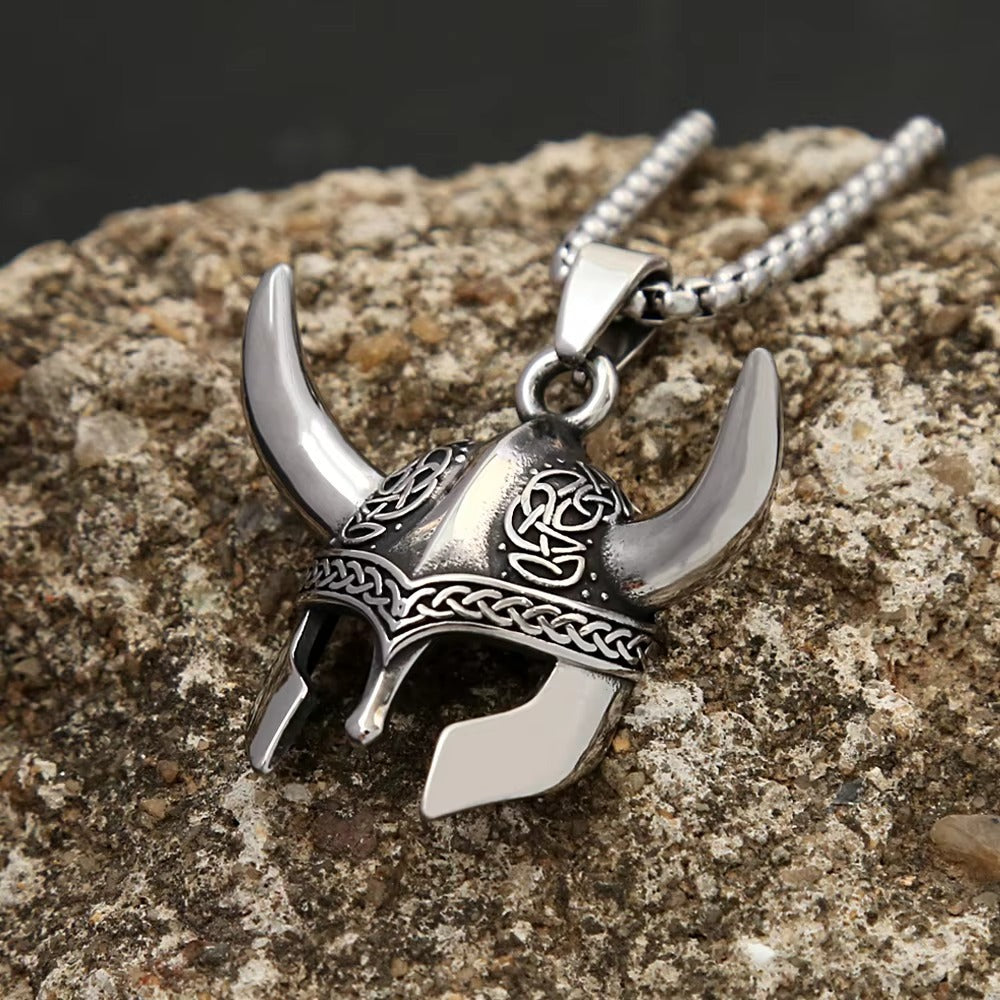 Celtic Viking Mask Stainless Steel Men's Pendant Necklace