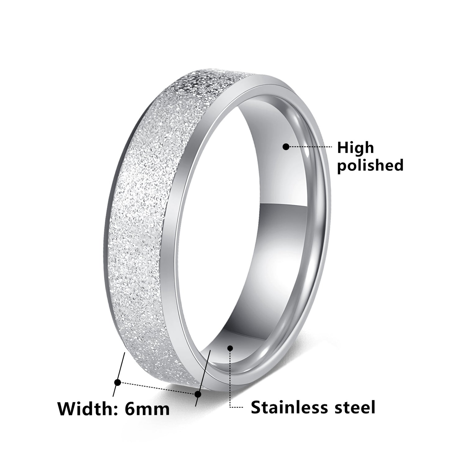 Planderful Matte Stainless Steel Ring 6mm Unisex Everyday Wear Durable Minimalist Design