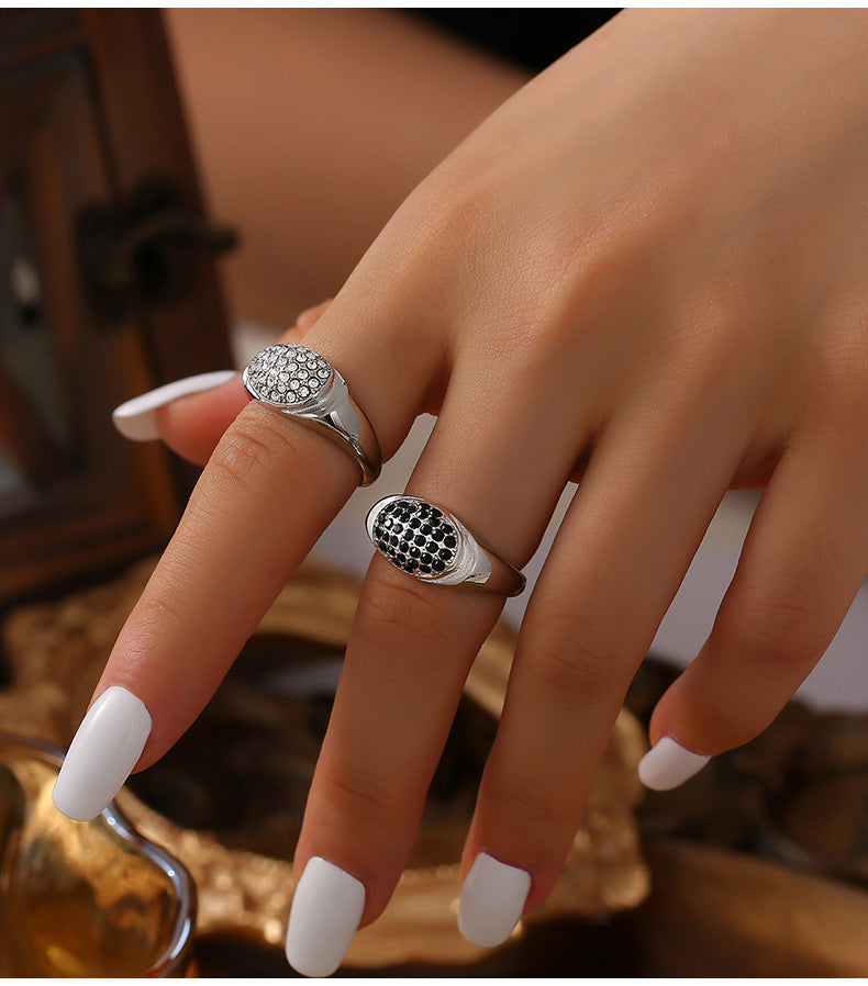 Luxurious Geometric Zircon Titanium Steel Gold-Plated Ring