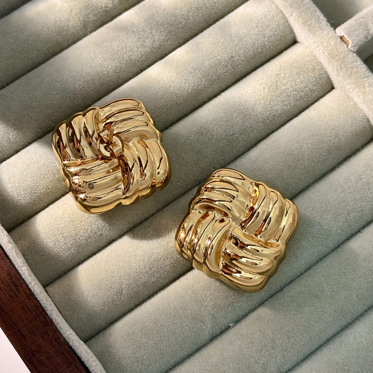 Planderful Stainless Steel Knot Stud Earrings Geometric Texture For Women Statement Vienna Verve