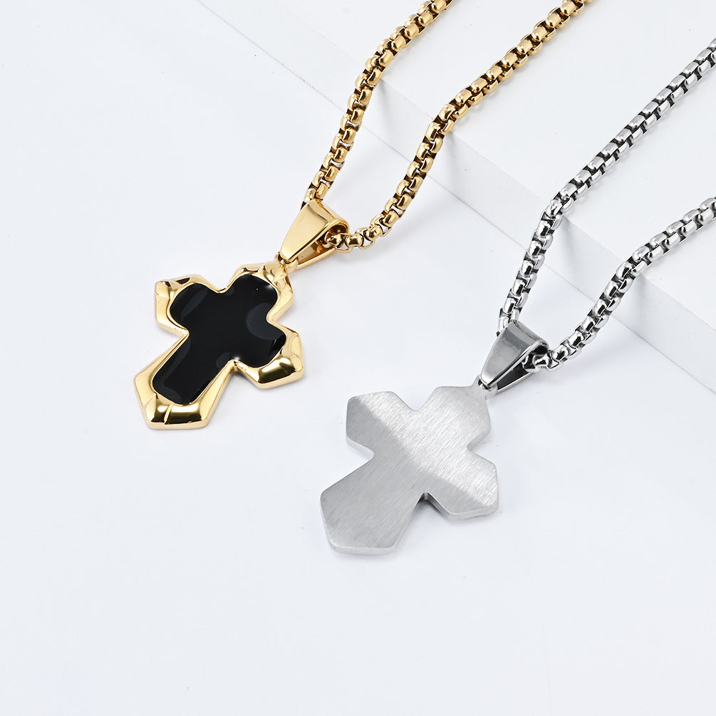 Cross-Border Jewelry Wholesale Titanium Steel Cross Necklace