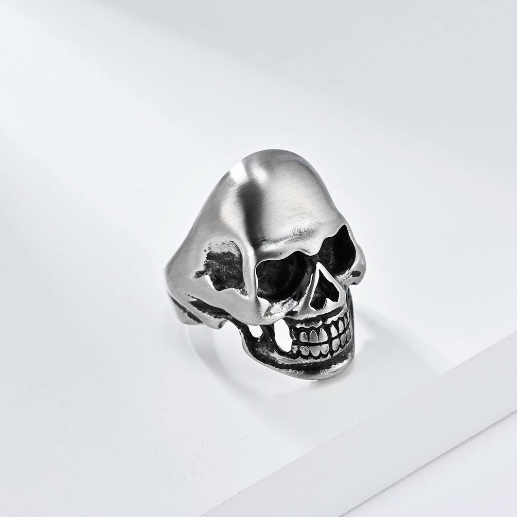 Dark Classic Skull Titanium Steel Ring for Men's HipHop Jewelry