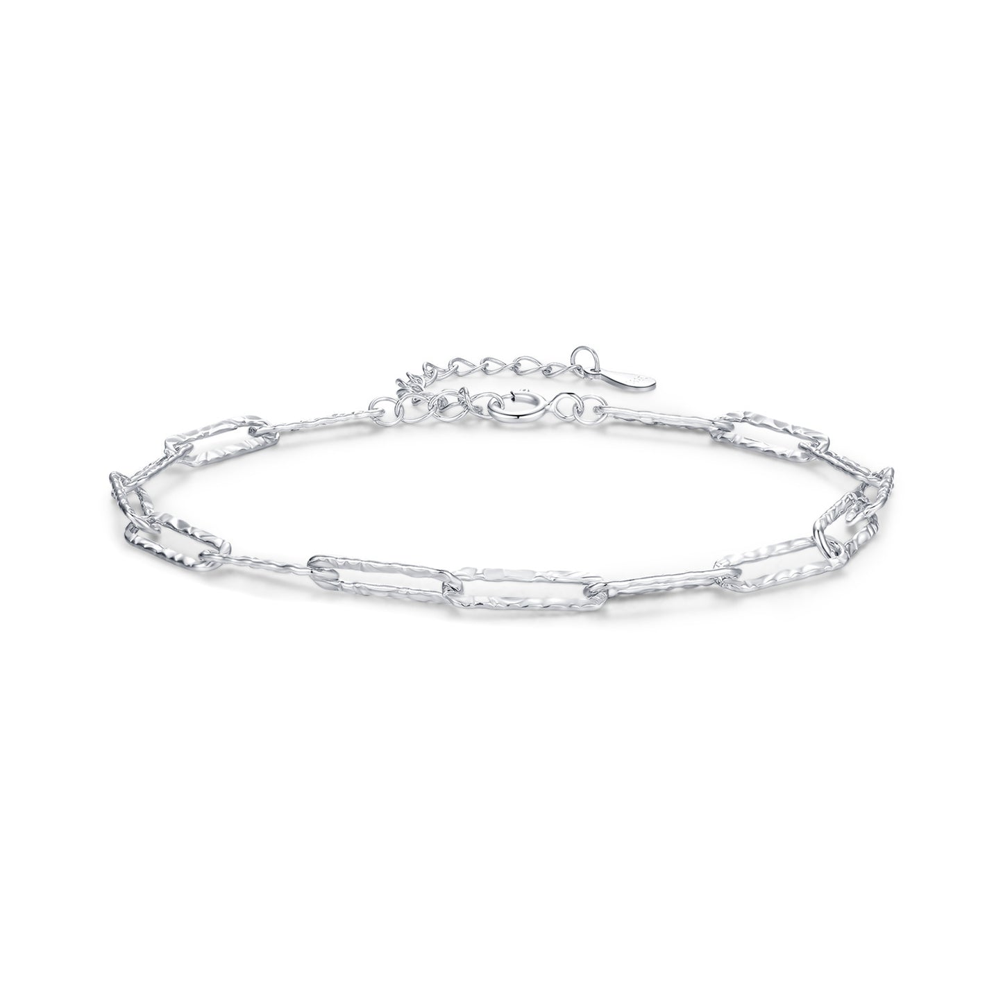 Minimalist Sterling Silver Irregular Hammered Chain Bracelet