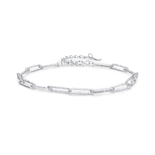 Minimalist Sterling Silver Irregular Hammered Chain Bracelet