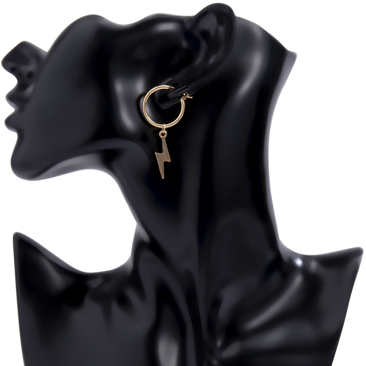 European and American Fashion Jewelry Set with Geometric Earrings and Lightning Pendant