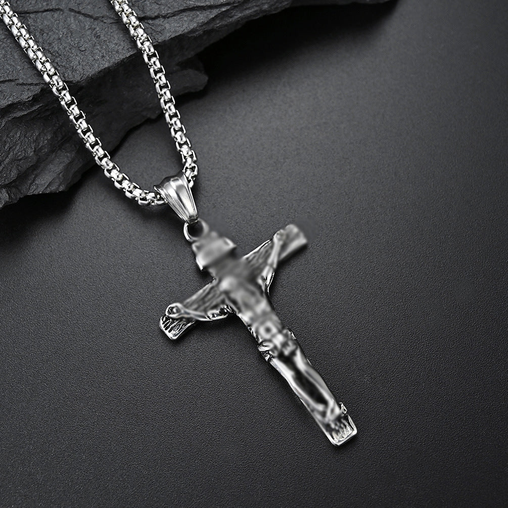 European and American Retro Stainless Steel Cross Necklace