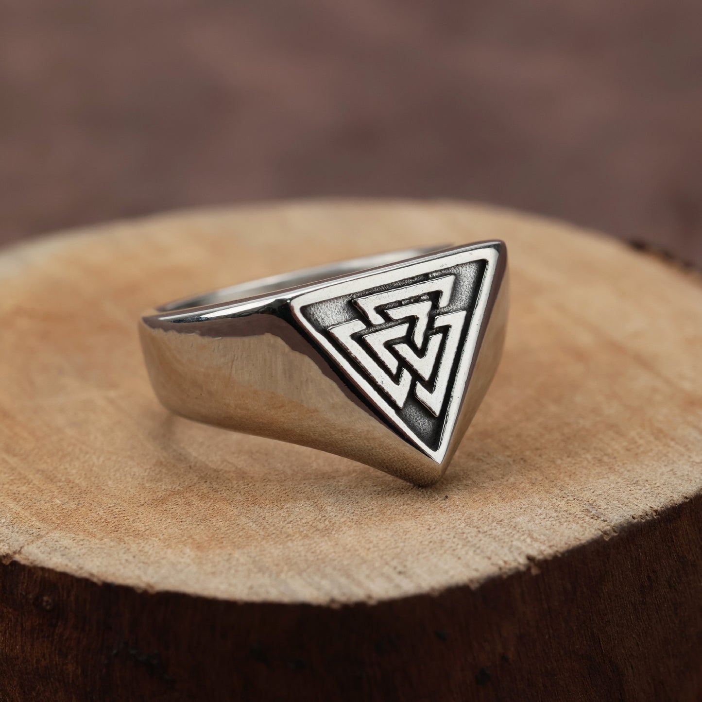 Planderful Shop Stainless Steel Viking Triangle Ring For Men Edgy Punk Hip Hop Style Durable
