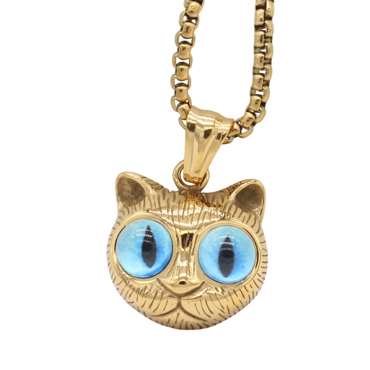 Planderful Everyday Genie – European and American Retro Kitten Titanium Steel Pendant Necklace for Men