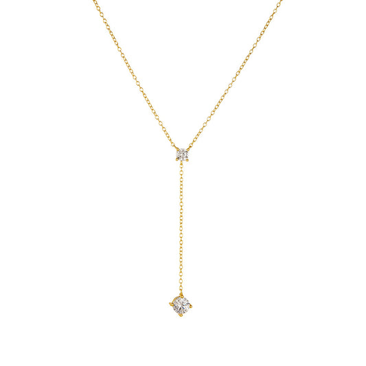 S925 Sterling Silver Y-Shaped Fringed Collarbone Necklace 'S Zircon Wear Sweater Chain