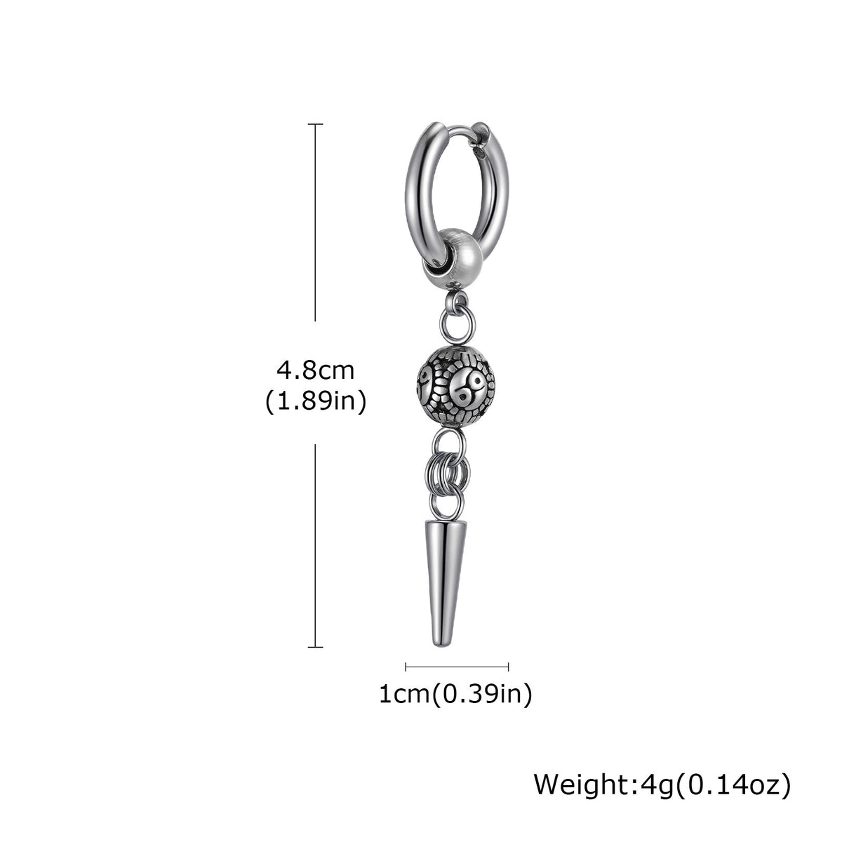 Stainless Steel Cross Geometric Punk Single Earring